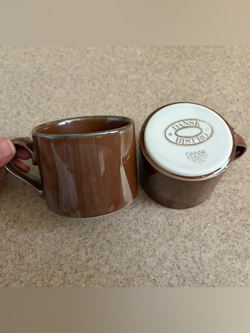 Dansk Bistro Made in Japan Set of 2 Tea
Coffee Cups Chocolate Brown
